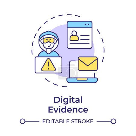 Digital evidence multi color concept icon. Cyber forensics, electronic devices. Round shape line illustration. Abstract idea. Graphic design. Easy to use in infographic, presentation