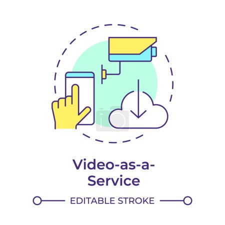 Video as a service multi color concept icon. Electronic source, media evidence. Round shape line illustration. Abstract idea. Graphic design. Easy to use in infographic, presentation