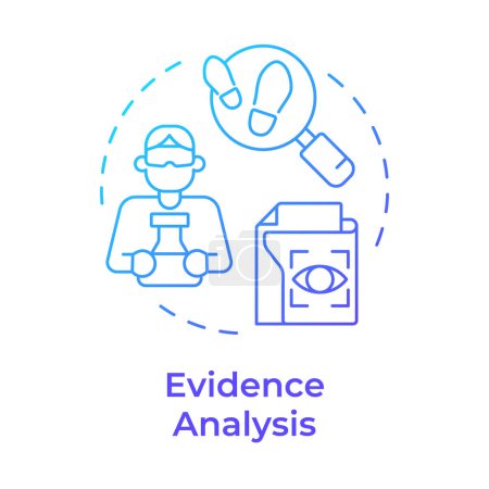Ilustración de Análisis de evidencia icono de concepto de gradiente azul. Experiencia forense, procedimiento legal. Ilustración de línea de forma redonda. Una idea abstracta. Diseño gráfico. Fácil de usar en infografía, presentación - Imagen libre de derechos
