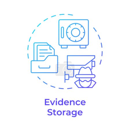 Evidence storage blue gradient concept icon. Forensic integrity. Surveillance footage, media. Round shape line illustration. Abstract idea. Graphic design. Easy to use in infographic, presentation