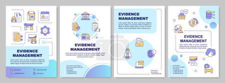 Evidence control blue gradient brochure template. Leaflet design with linear icons. Editable 4 vector layouts for presentation, annual reports. Arial-Bold, Myriad Pro-Regular fonts used