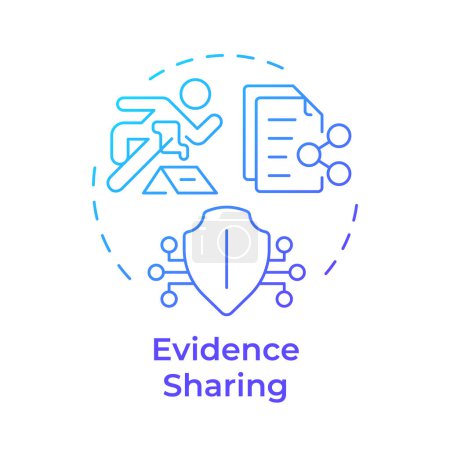 Evidence sharing blue gradient concept icon. Cloud storage, access control. Data transfer. Round shape line illustration. Abstract idea. Graphic design. Easy to use in infographic, presentation