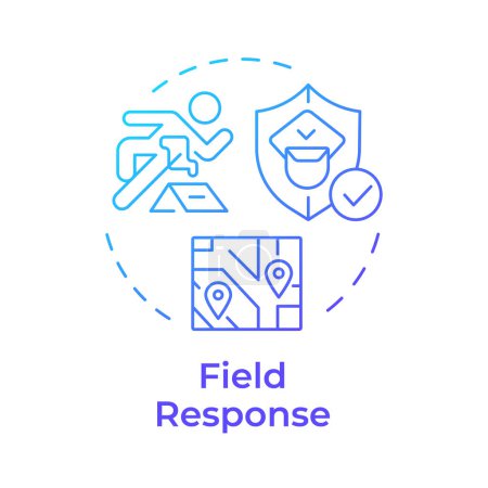 Field response blue gradient concept icon. Law enforcement, public safety. Crime map. Round shape line illustration. Abstract idea. Graphic design. Easy to use in infographic, presentation