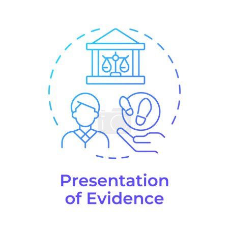 Presentation of evidence blue gradient concept icon. Supreme court, judicial system. Round shape line illustration. Abstract idea. Graphic design. Easy to use in infographic, presentation
