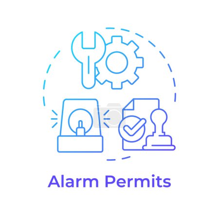 Alarm permits blue gradient concept icon. Security system, threat detection. Incident prevention. Round shape line illustration. Abstract idea. Graphic design. Easy to use in infographic, presentation