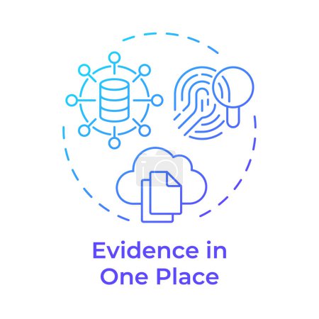 Evidence in one place blue gradient concept icon. Cloud storage, data transfer. Document sharing. Round shape line illustration. Abstract idea. Graphic design. Easy to use in infographic, presentation
