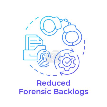 Reduced forensic backlogs blue gradient concept icon. Evidence management, data analysis. Round shape line illustration. Abstract idea. Graphic design. Easy to use in infographic, presentation
