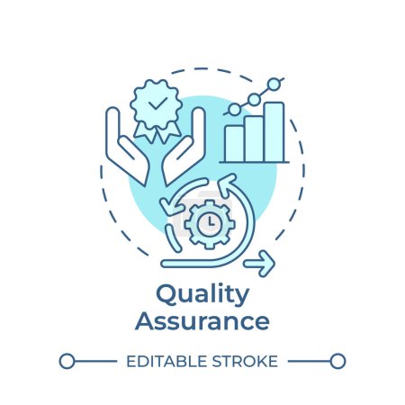 Quality assurance soft blue concept icon. Process streamline, operational efficiency. Round shape line illustration. Abstract idea. Graphic design. Easy to use in infographic, presentation