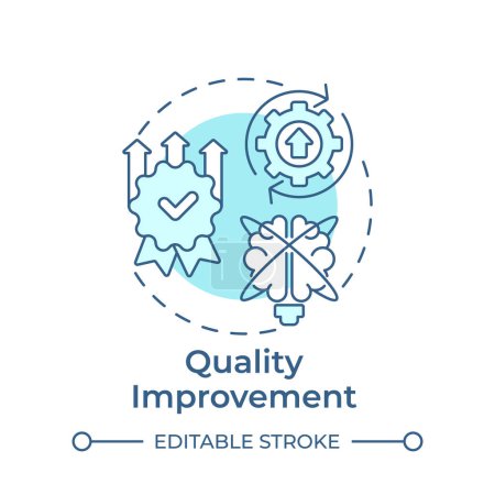 Illustration for Quality improvement soft blue concept icon. Performance metrics, standardization. Round shape line illustration. Abstract idea. Graphic design. Easy to use in infographic, presentation - Royalty Free Image