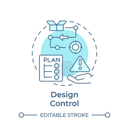 Illustration for Design control soft blue concept icon. Manufacturing processes, product quality. Round shape line illustration. Abstract idea. Graphic design. Easy to use in infographic, presentation - Royalty Free Image