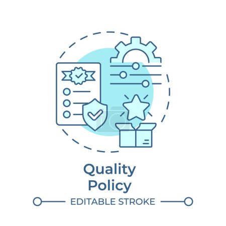 Quality policy soft blue concept icon. Risk management, standardization. Customer experience. Round shape line illustration. Abstract idea. Graphic design. Easy to use in infographic, presentation