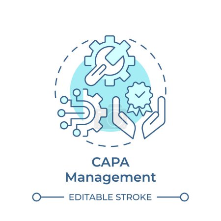 Illustration for CAPA management soft blue concept icon. Processes organization, quality improvement. Round shape line illustration. Abstract idea. Graphic design. Easy to use in infographic, presentation - Royalty Free Image