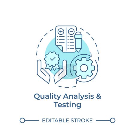Quality analysis and testing soft blue concept icon. Statistical tools, performance metrics. Round shape line illustration. Abstract idea. Graphic design. Easy to use in infographic, presentation