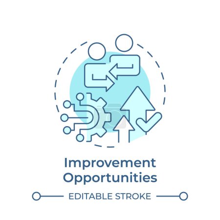 Improvement opportunities soft blue concept icon. Quality management. Processes organization. Round shape line illustration. Abstract idea. Graphic design. Easy to use in infographic, presentation