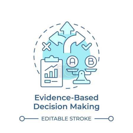 Evidence-based decision making soft blue concept icon. Product development, quality management. Round shape line illustration. Abstract idea. Graphic design. Easy to use in infographic, presentation