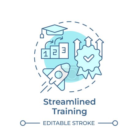 Streamlined training soft blue concept icon. Quality improvement, operational efficiency. Round shape line illustration. Abstract idea. Graphic design. Easy to use in infographic, presentation