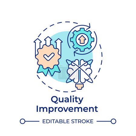 Quality improvement multi color concept icon. Performance metrics, standardization. Round shape line illustration. Abstract idea. Graphic design. Easy to use in infographic, presentation