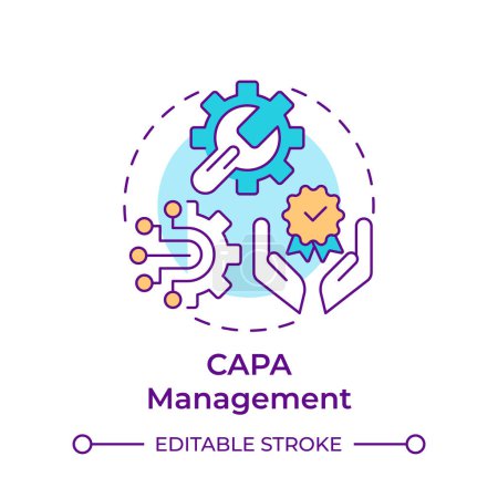 CAPA management multi color concept icon. Processes organization, quality improvement. Round shape line illustration. Abstract idea. Graphic design. Easy to use in infographic, presentation