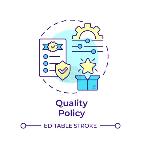 Quality policy multi color concept icon. Risk management, standardization. Customer experience. Round shape line illustration. Abstract idea. Graphic design. Easy to use in infographic, presentation