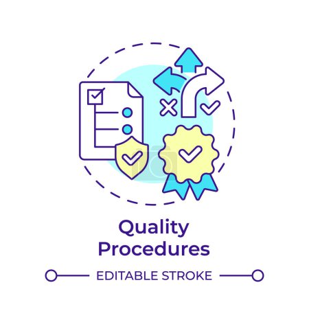 Quality procedures multi color concept icon. User service, process flow. Regulatory standards. Round shape line illustration. Abstract idea. Graphic design. Easy to use in infographic, presentation