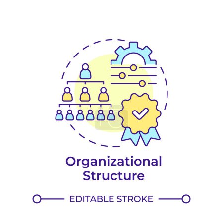 Organizational structure multi color concept icon. Company organization, hierarchy pyramid. Round shape line illustration. Abstract idea. Graphic design. Easy to use in infographic, presentation