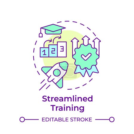 Streamlined training multi color concept icon. Quality improvement, operational efficiency. Round shape line illustration. Abstract idea. Graphic design. Easy to use in infographic, presentation