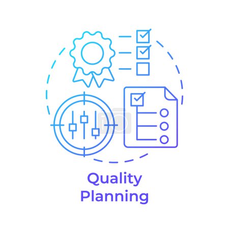 Quality planning blue gradient concept icon. Smart objectives, measurable goals. Round shape line illustration. Abstract idea. Graphic design. Easy to use in infographic, presentation