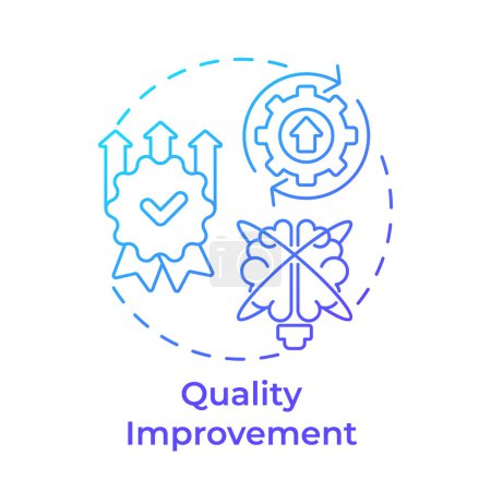 Icono de concepto de gradiente azul de mejora de calidad. Métricas de rendimiento, estandarización. Ilustración de línea de forma redonda. Una idea abstracta. Diseño gráfico. Fácil de usar en infografía, presentación