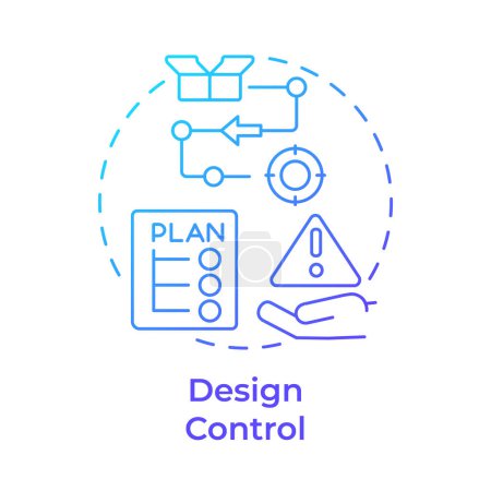 Design control blue gradient concept icon. Fertigungsprozesse, Produktqualität. Abbildung der runden Formlinie. Abstrakte Idee. Grafikdesign. Einfache Bedienung in Infografik, Präsentation