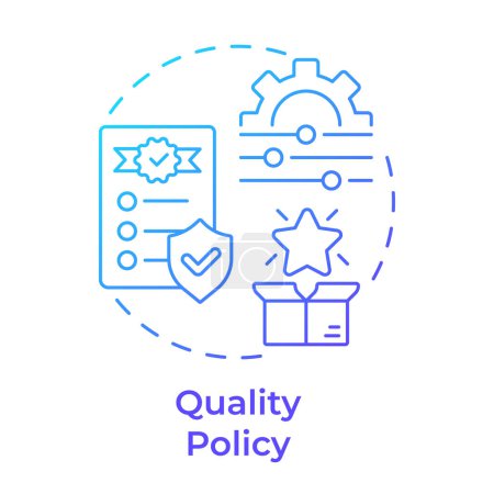 Quality policy blue gradient concept icon. Risk management, standardization. Customer experience. Round shape line illustration. Abstract idea. Graphic design. Easy to use in infographic, presentation