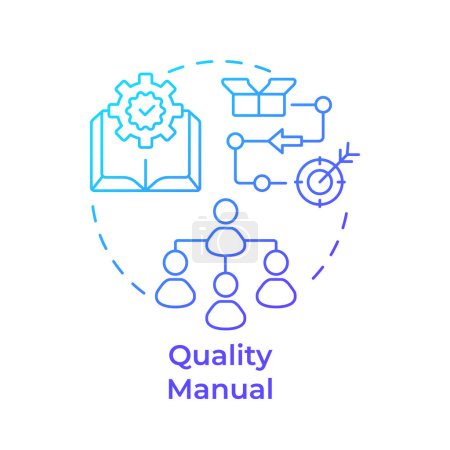 Icono de concepto de degradado azul manual de calidad. Desarrollo de productos, mapeo de procesos. Ilustración de línea de forma redonda. Una idea abstracta. Diseño gráfico. Fácil de usar en infografía, presentación