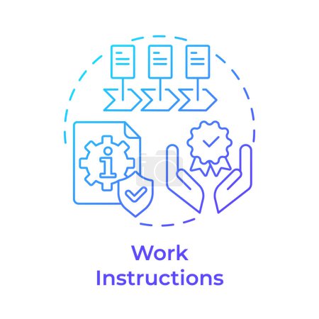 Work instructions blue gradient concept icon. Organizational efficiency, document control. Round shape line illustration. Abstract idea. Graphic design. Easy to use in infographic, presentation