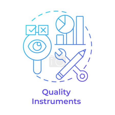 Instrumentos de calidad icono concepto gradiente azul. Métricas de rendimiento, gestión de proyectos. Ilustración de línea de forma redonda. Una idea abstracta. Diseño gráfico. Fácil de usar en infografía, presentación