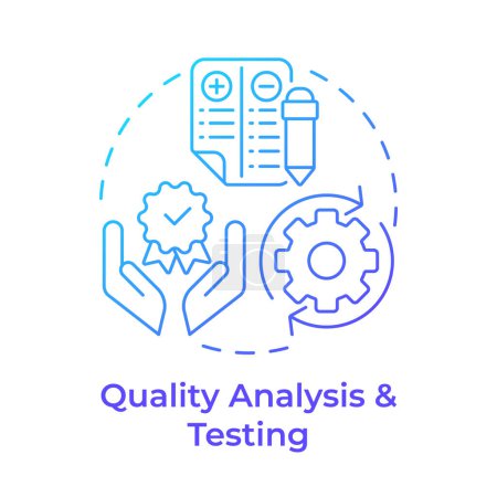 Quality analysis and testing blue gradient concept icon. Statistical tools, performance metrics. Round shape line illustration. Abstract idea. Graphic design. Easy to use in infographic, presentation