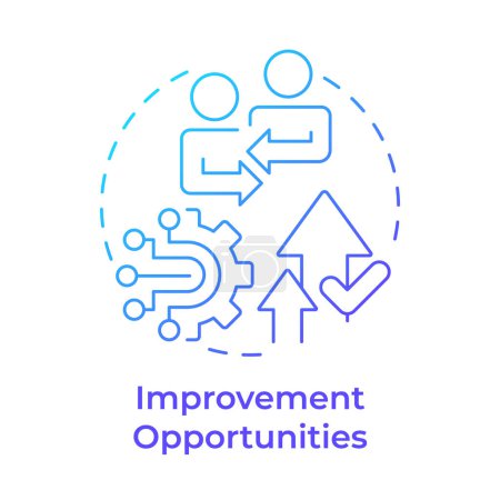 Improvement opportunities blue gradient concept icon. Quality management. Processes organization. Round shape line illustration. Abstract idea. Graphic design. Easy to use in infographic, presentation