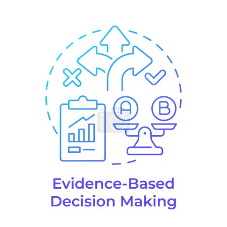 Evidence-based decision making blue gradient concept icon. Product development, quality management. Round shape line illustration. Abstract idea. Graphic design. Easy to use in infographic