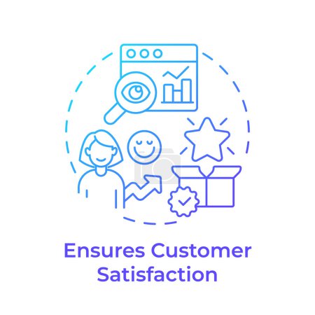 Ensures customer satisfaction blue gradient concept icon. User service, experience. Round shape line illustration. Abstract idea. Graphic design. Easy to use in infographic, presentation