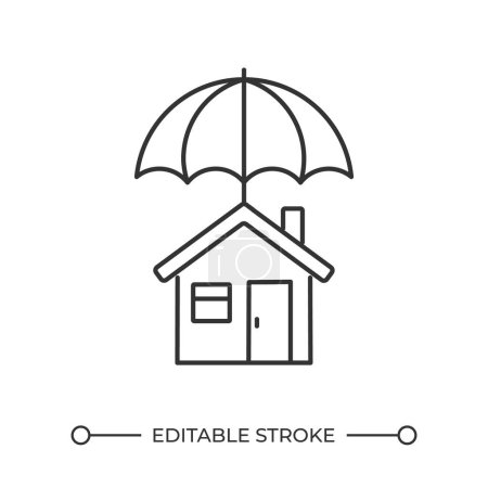Home coverage linear icon. Property protection. Real estate safety. House loss prevention. Property coverage. Thin line illustration. Contour symbol. Vector outline drawing. Editable stroke
