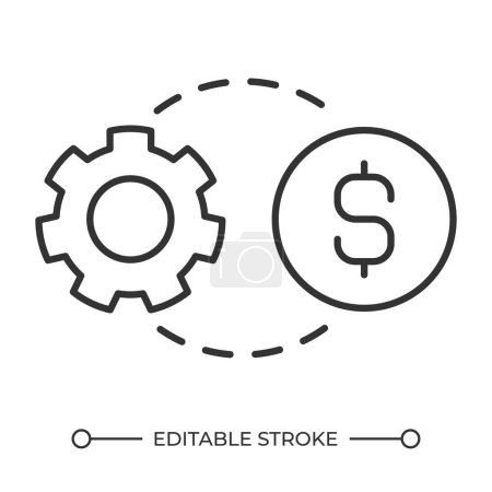 Operating costs linear icon. Workflow management. Financial management. Process optimization. Cost control. Thin line illustration. Contour symbol. Vector outline drawing. Editable stroke