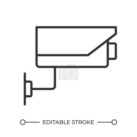 CCTV linear icon. Video surveillance. Security video camera. Alarm system. Home cctv. Monitoring equipment. Thin line illustration. Contour symbol. Vector outline drawing. Editable stroke
