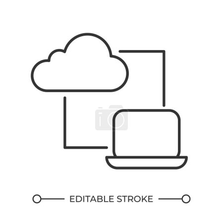 Cloud storage linear icon. Secure storage. Access to online storage. Internet technology integration. Thin line illustration. Contour symbol. Vector outline drawing. Editable stroke