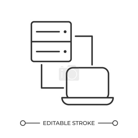Extranet linear icon. Access to server. Computing infrastructure. Server connectivity. Data processing. Thin line illustration. Contour symbol. Vector outline drawing. Editable stroke