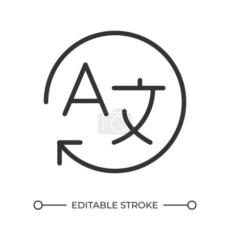 Translation linear icon. Foreign language. Translation app. Language services. Dictionary. Language barrier. Thin line illustration. Contour symbol. Vector outline drawing. Editable stroke