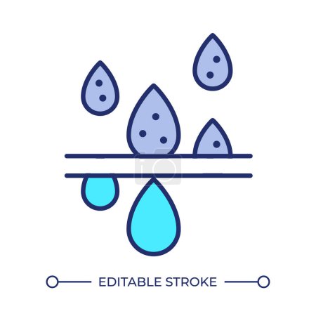 Water filtration RGB color icon. Desalination process. Waterdrop falling. Sanitation system. Water purification. Isolated vector illustration. Simple filled line drawing. Editable stroke