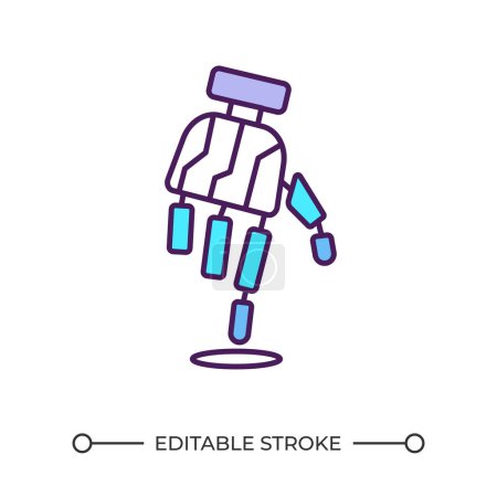 Bionic hand RGB color icon. Robotic hand touches water. Prosthetic implant. Human-like hand. Artificial limb. Isolated vector illustration. Simple filled line drawing. Editable stroke
