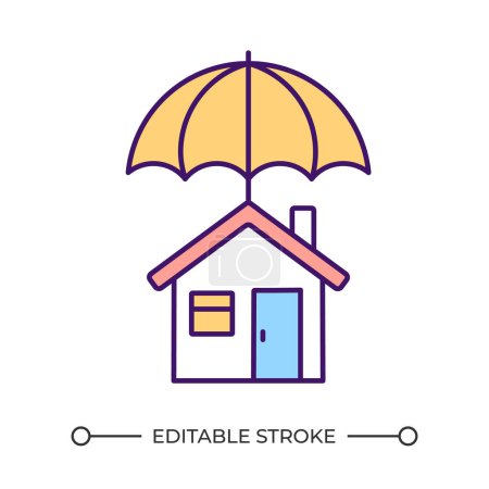 Home coverage RGB color icon. Property protection. Real estate safety. House loss prevention. Property coverage. Isolated vector illustration. Simple filled line drawing. Editable stroke