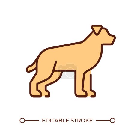 Dog RGB color icon. Cute domestic animal. Purebreed dog. Faithful companion dog. Veterinary service symbol. Isolated vector illustration. Simple filled line drawing. Editable stroke