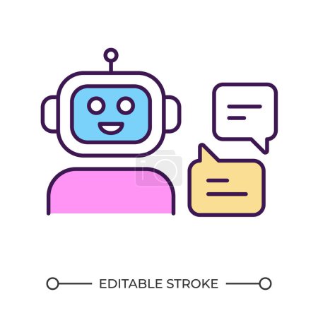 Talking chatbot RGB color icon. Chatbot and modern smart assistant. Education industry. Conversational AI. Isolated vector illustration. Simple filled line drawing. Editable stroke