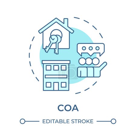 COA soft blue concept icon. Association housing, community. Meeting management. Round shape line illustration. Abstract idea. Graphic design. Easy to use in infographic, presentation