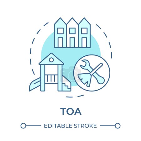 TOA soft blue concept icon. Townhome owners association. Property management. Round shape line illustration. Abstract idea. Graphic design. Easy to use in infographic, presentation